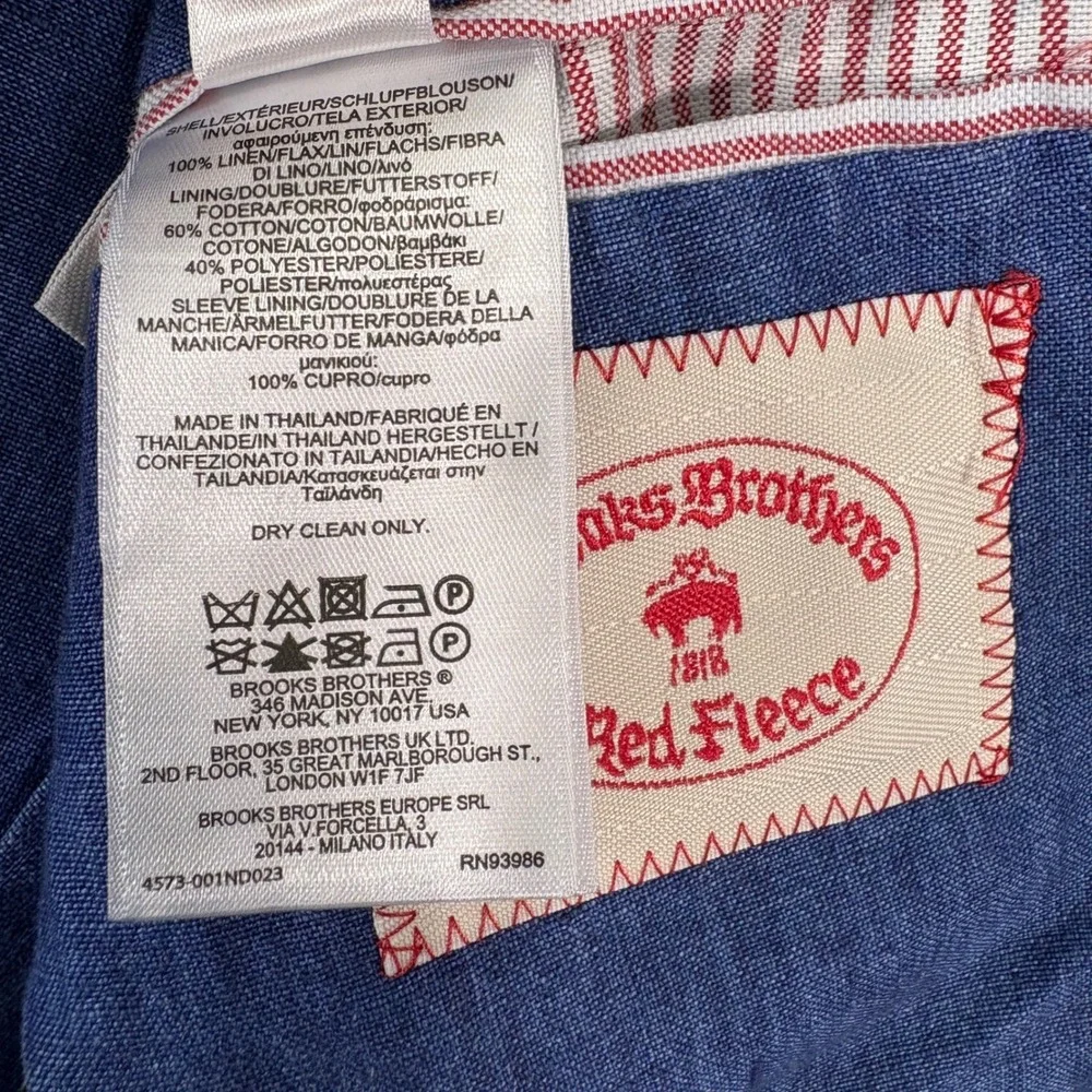 Brooks Brothers Red Fleece Linen Sport Coat Blazer Mens 36S Blue 2-Button Preppy